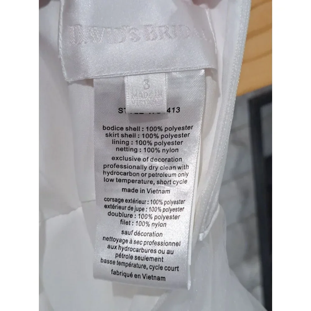 Davids Bridal Flower Girl Double Strap Dress Soft White  Satin Edge Hem Tulle 3 - Picture 6 of 8